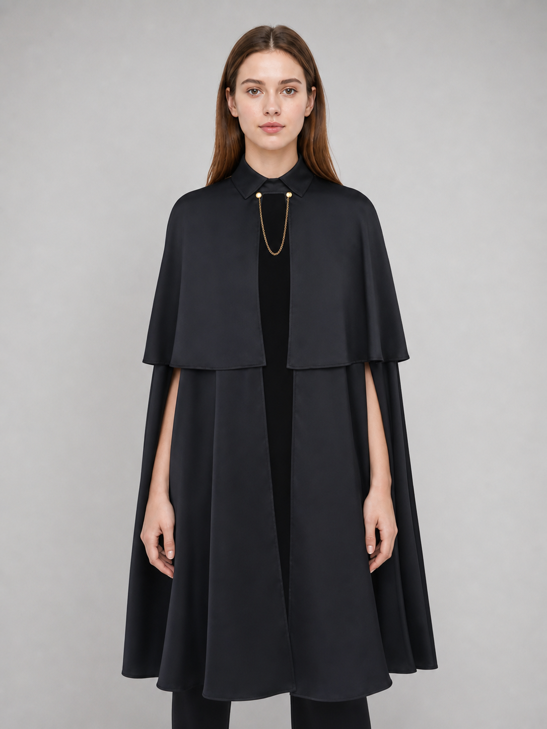 Black Gothic Cape with Chain for Cosplay