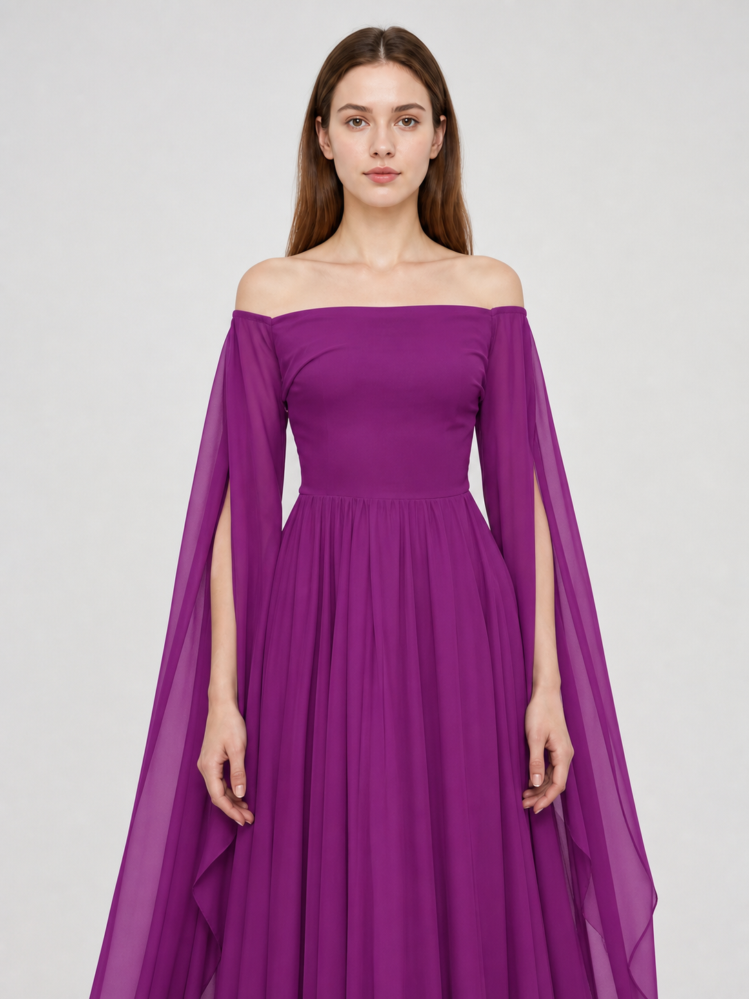 Purple Fantasy Dress with Long Sleeves