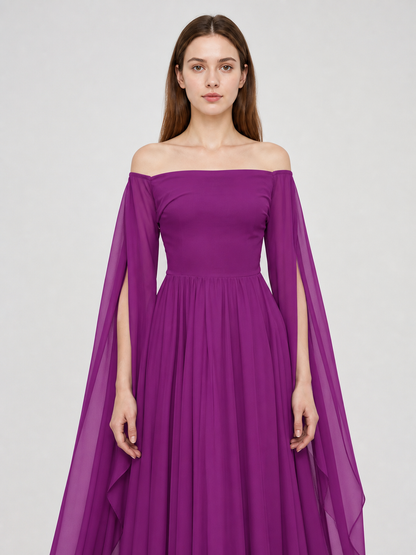 Purple Fantasy Dress with Long Sleeves