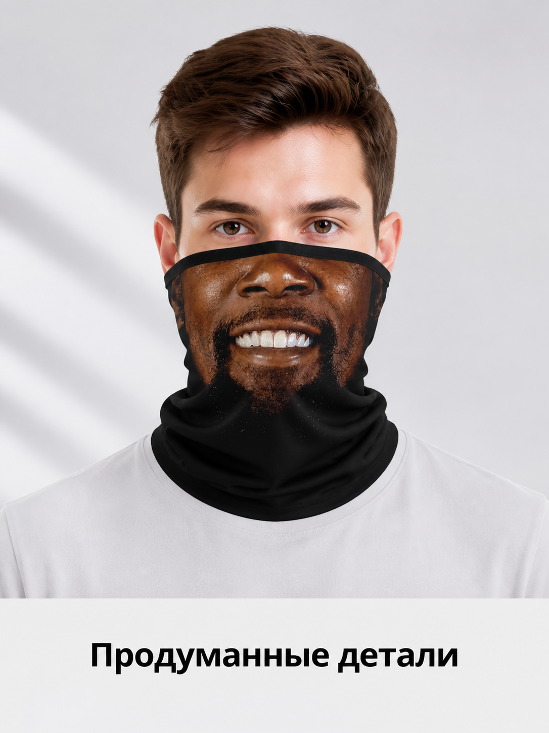 Black Halloween Mask with a Realistic Face for Cosplay Costume Masks detail 2
