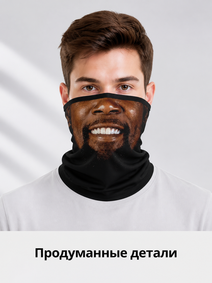 Black Halloween Mask with a Realistic Face for Cosplay Costume Masks detail 2