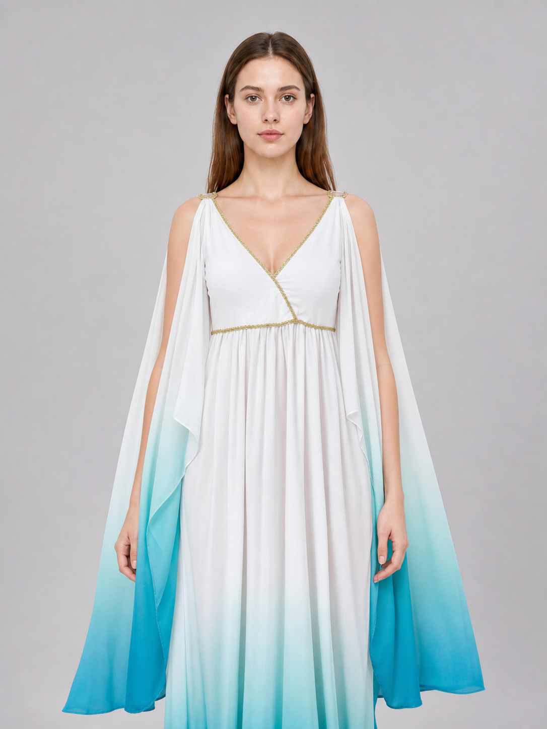 Gradient Maxi Dress with Gold Trim