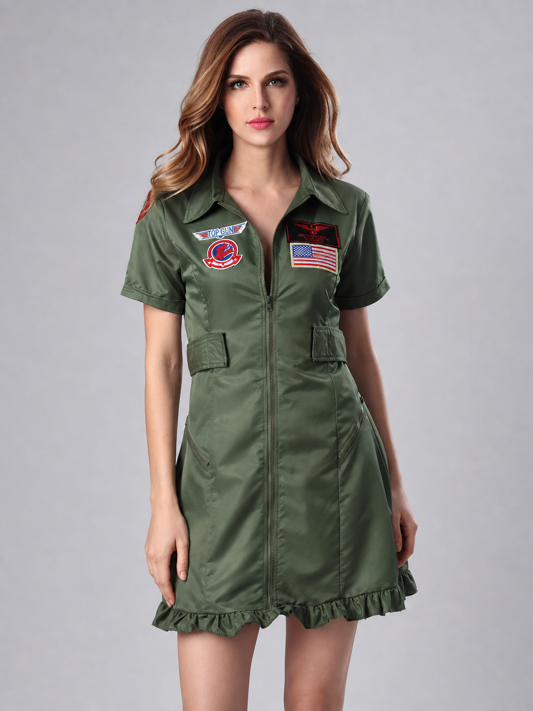 Pilot Costume, Aviation Uniform with Patches and Ruffles Costumes detail 2