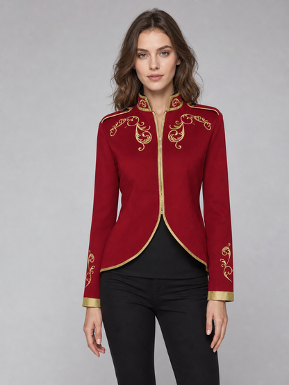 Embroidered Cosplay Jacket, Red with Gold