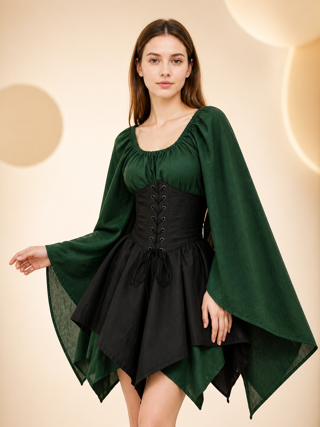 Witch Costume: Dark Green and Black Dress