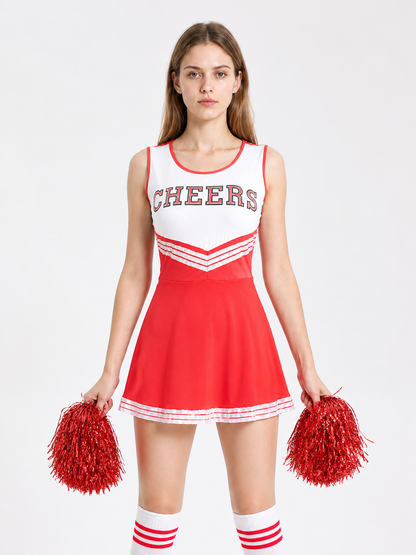 Red-and-White Striped CHEERS Cheerleader Costume Costumes detail 3