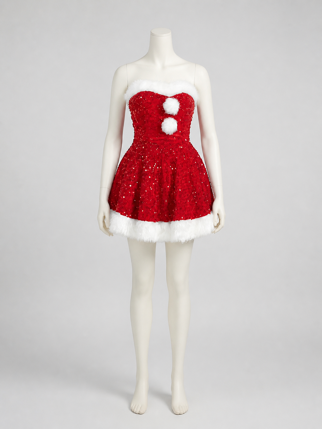 New Year's Costume Dress with Sequins and Fur Trim Costume Dresses detail 3