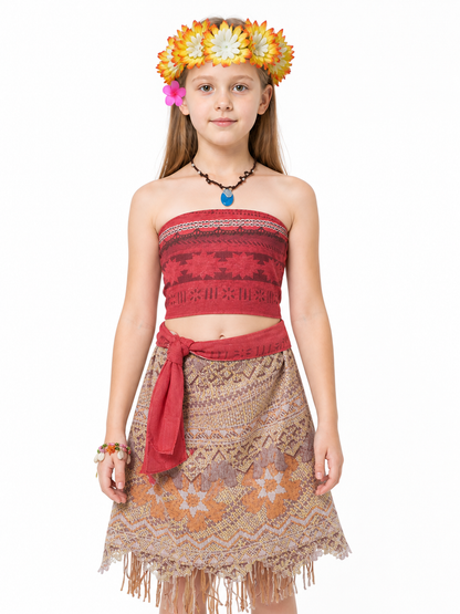 Moana Costume with Fringe and Flower Crown Costume Headwear detail 3