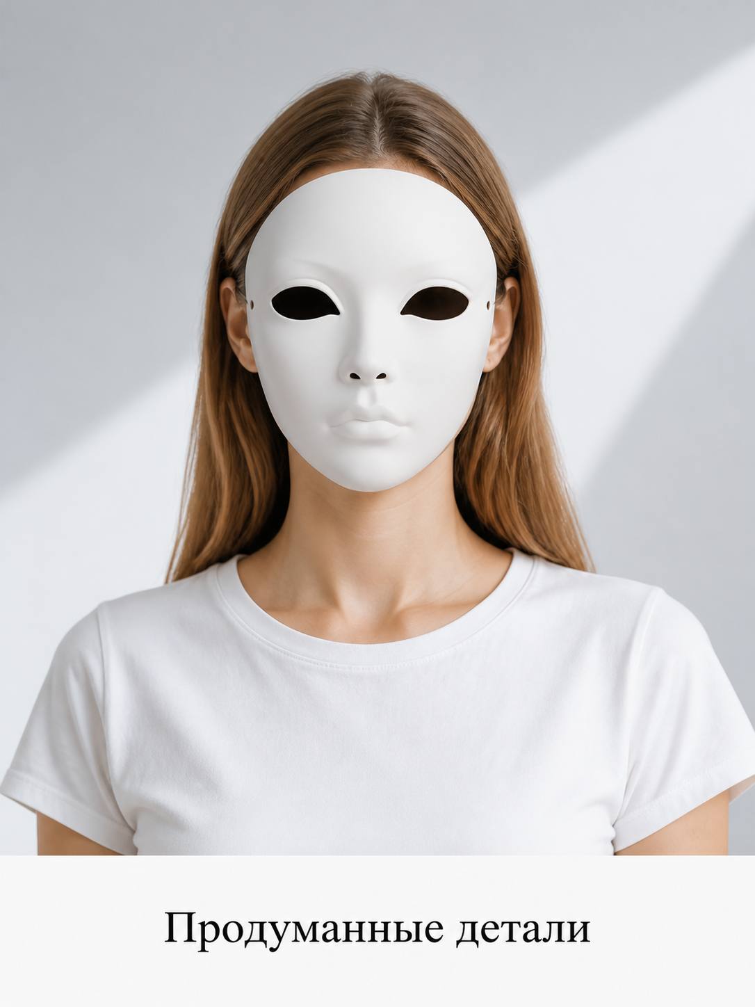White Full-Face Halloween Mask for Cosplay