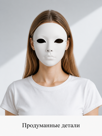 White Full-Face Halloween Mask for Cosplay