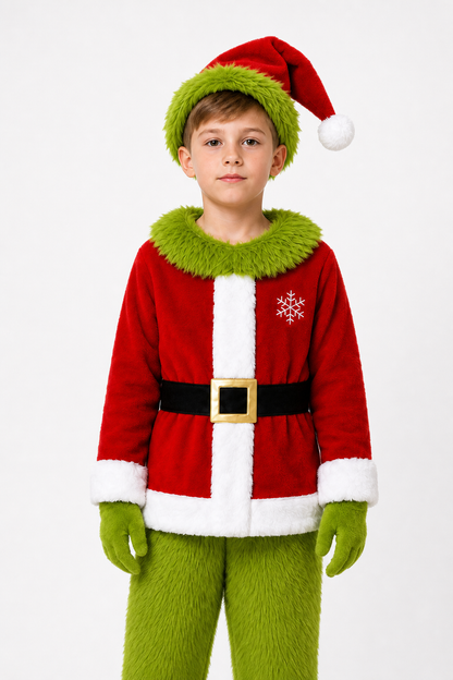 Grinch Costume: Red Top, Green Pants
