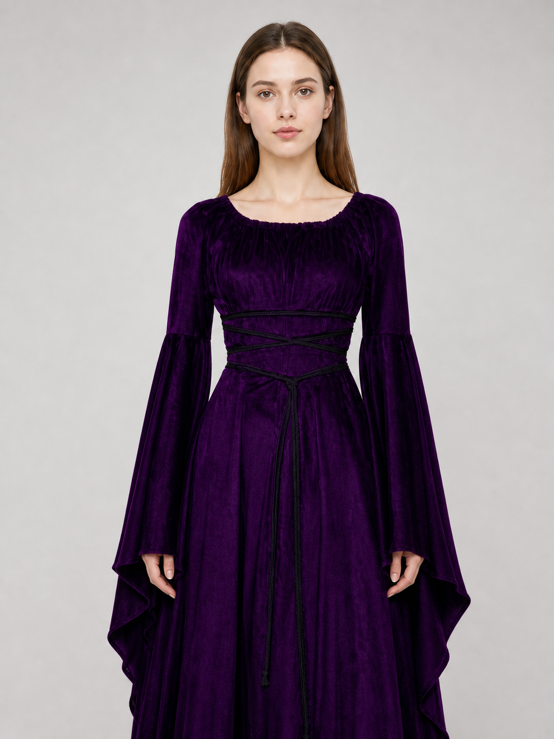 Floor-Length Gothic Dress with Corset Lacing