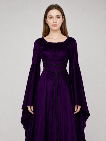Floor-Length Gothic Dress with Corset Lacing