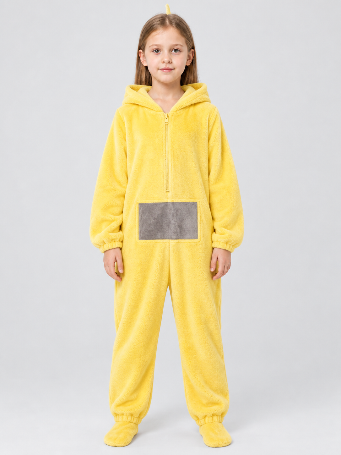 Yellow Flannel Hooded Jumpsuit Pajama