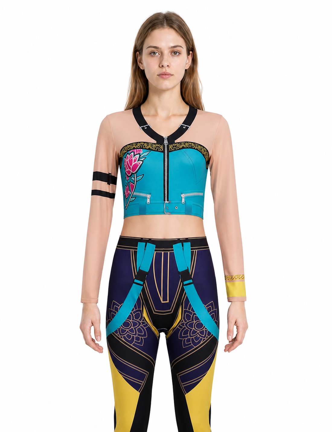 Jumpsuit with a Geometric 3D Print and Flowers product detail 3