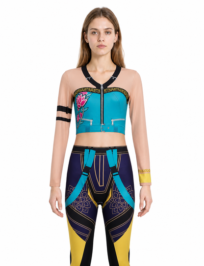 Jumpsuit with a Geometric 3D Print and Flowers product detail 3