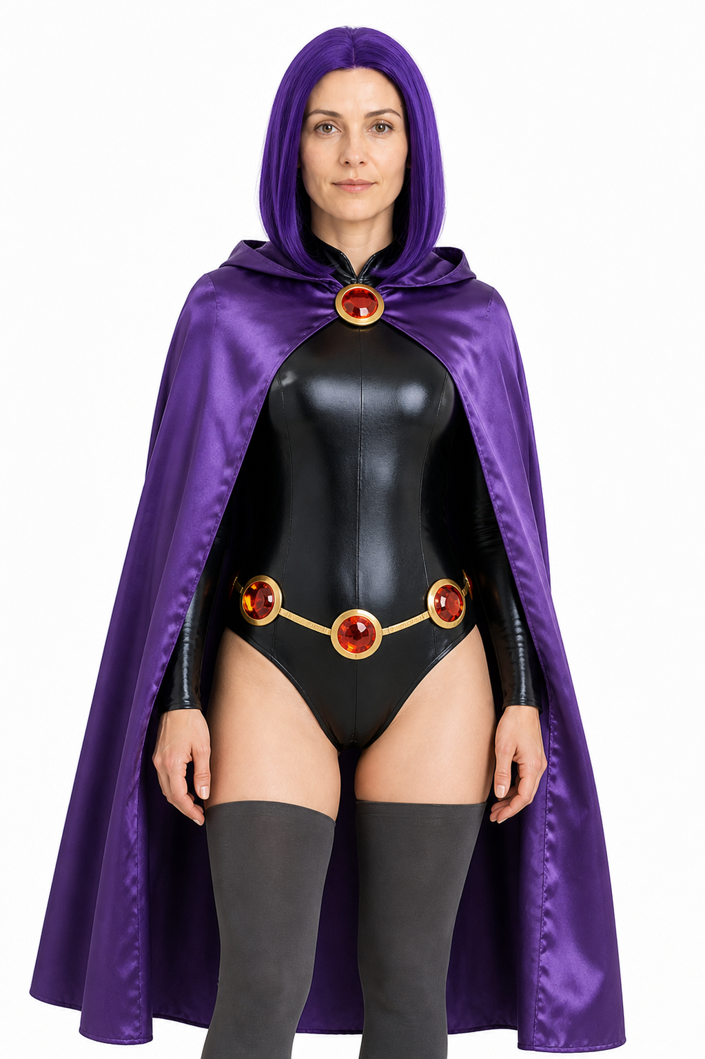 Raven Costume with Purple Cape and Belt Costume Capes detail 2