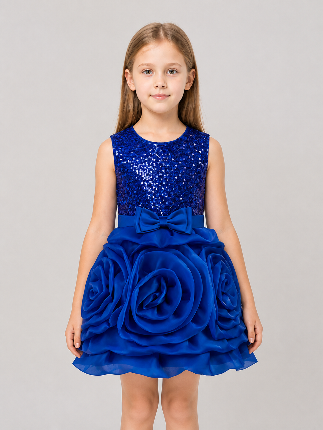 Princess Dress with Sequins and Roses, Blue Costume Dresses detail 3