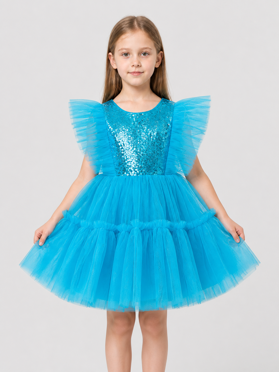 Full Sequin Dress with a Layered Tulle Skirt Costume Dresses detail 3