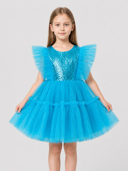 Full Sequin Dress with a Layered Tulle Skirt Costume Dresses detail 3