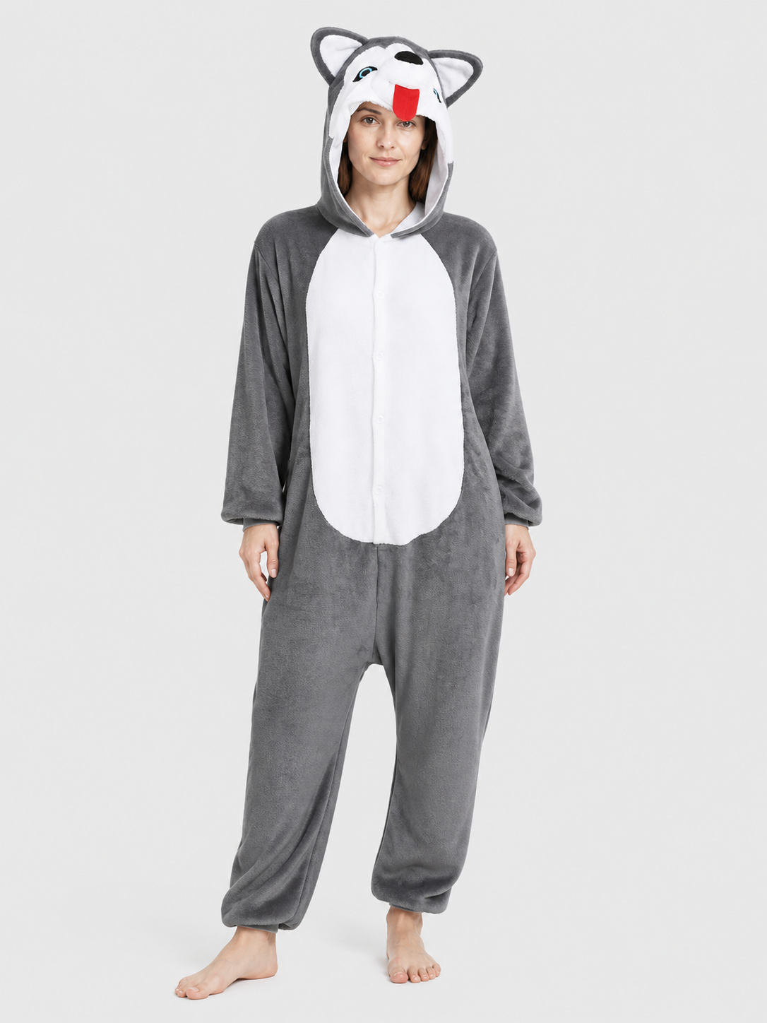 Husky Flannel Hooded Pajama Jumpsuit product detail 3