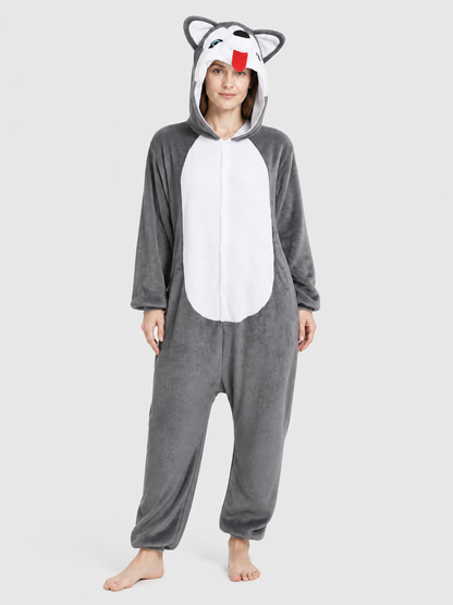 Husky Flannel Hooded Pajama Jumpsuit product detail 3