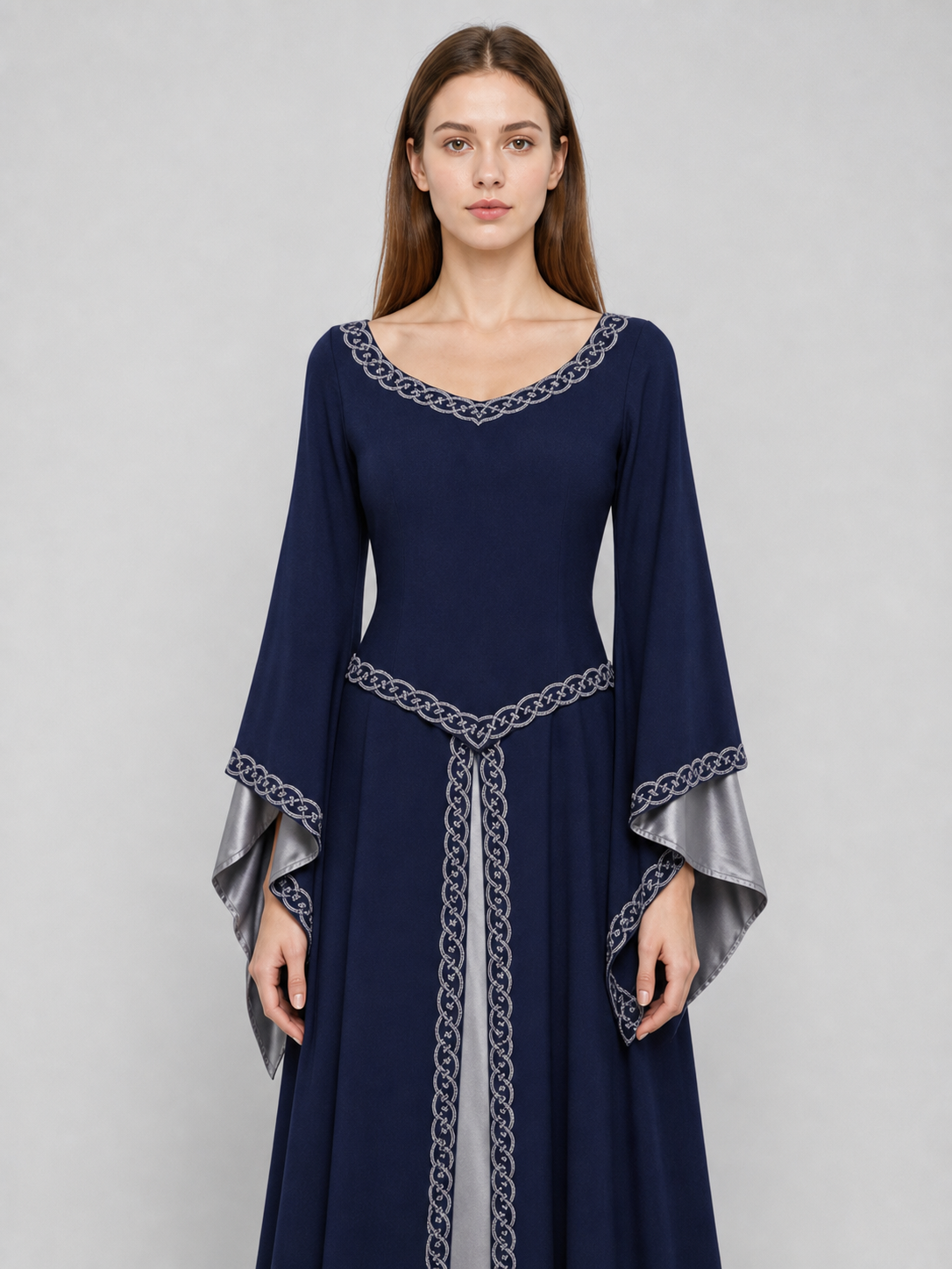Long-Sleeve Medieval-Style Maxi Dress