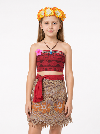 Moana Carnival Costume with Skirt and Flower Crown Costume Headwear detail 3