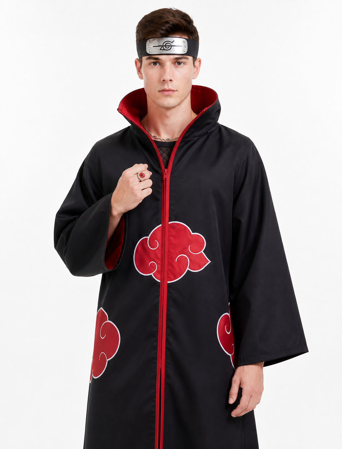 Akatsuki Costume with Cloak, Headband, and Ring Costume Capes detail 3