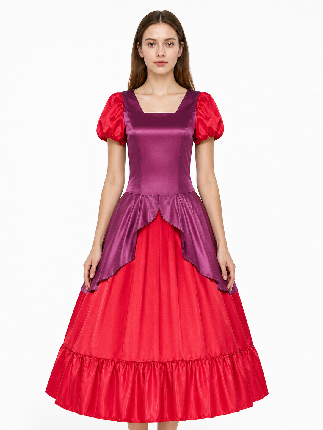 Dress with Puff Sleeves, Layered Skirt Costume Dresses detail 3