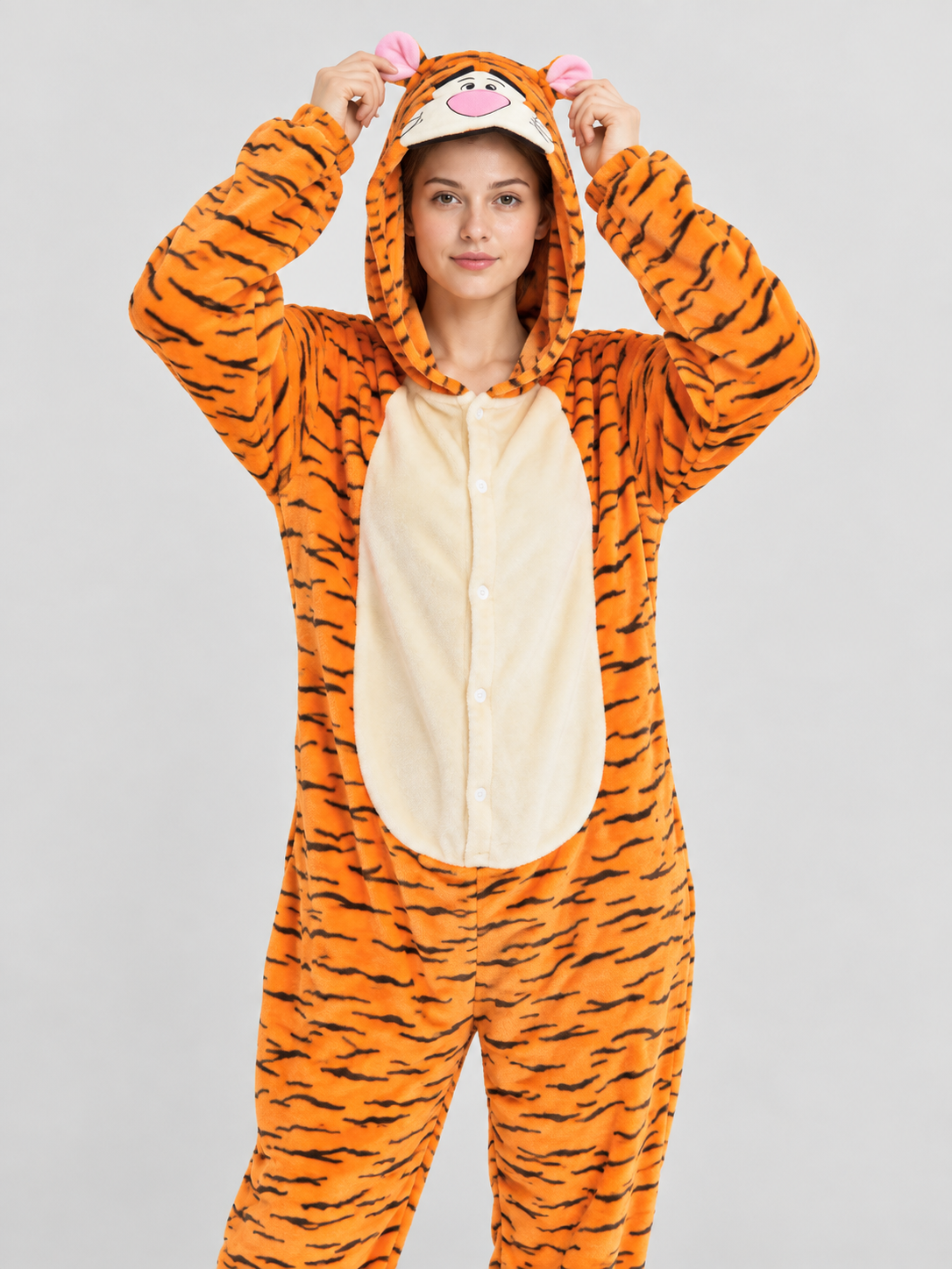 Pajama Jumpsuit with Ears and Paw Cuffs