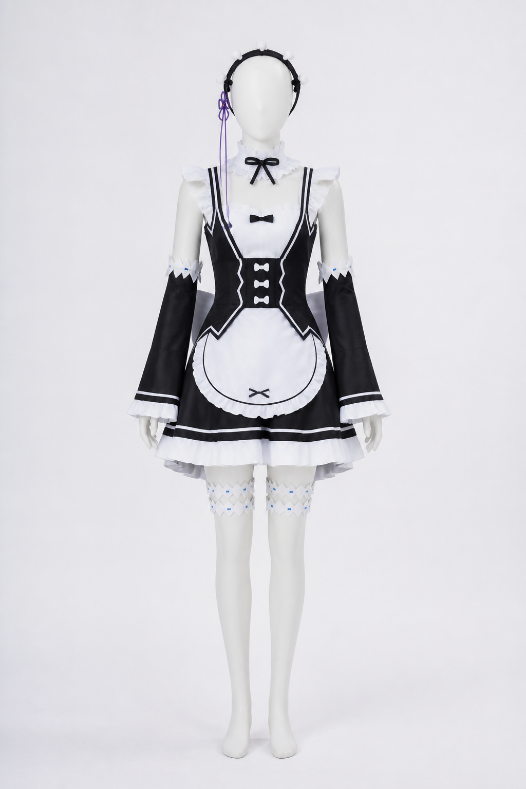 Ram Cosplay Costume with Accessories, Black and White