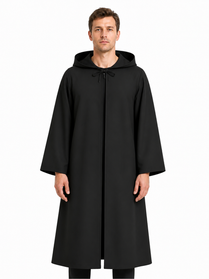 Black Long Hooded Vampire Cloak for Halloween Costume Capes detail 3