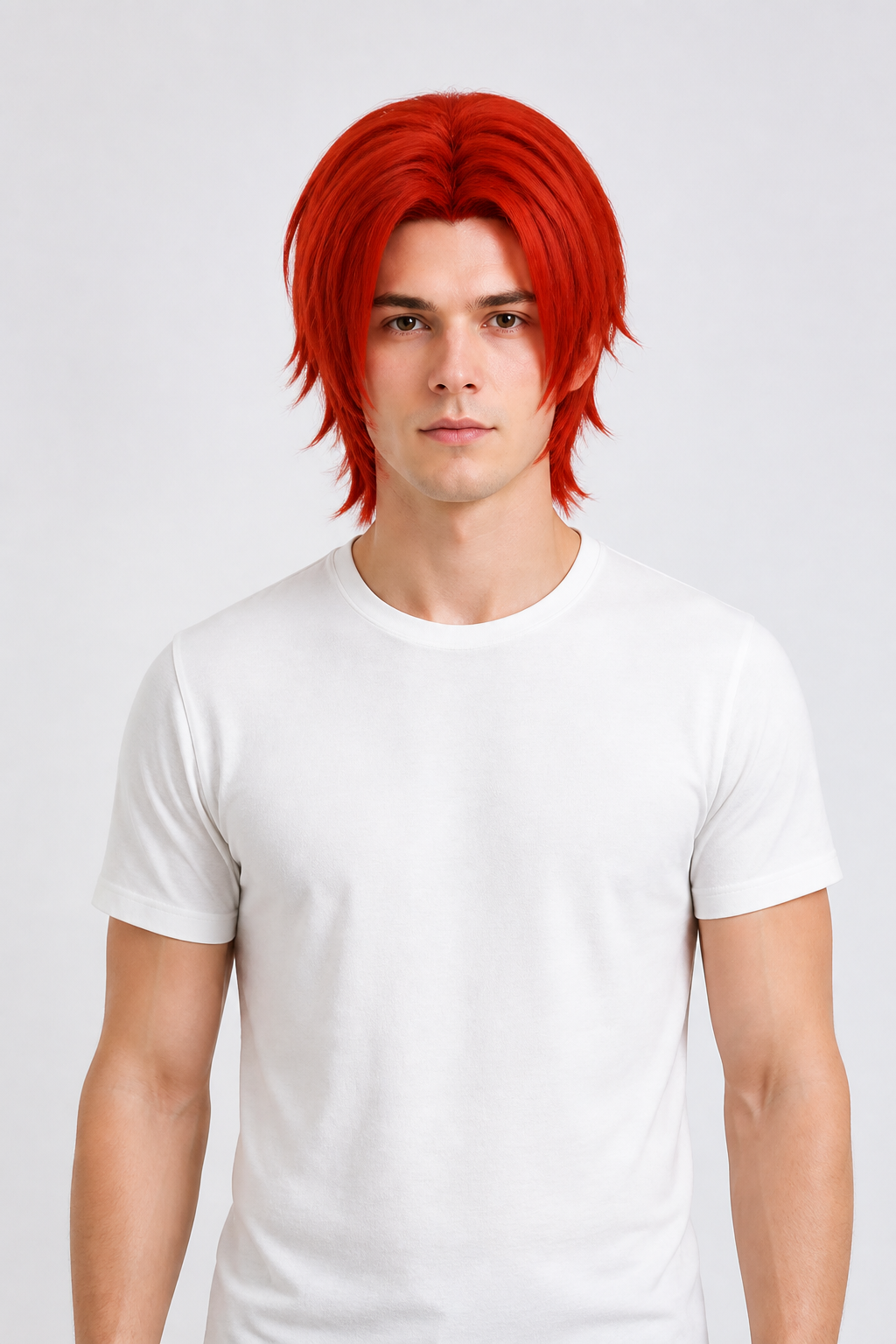 Short Red Wig with Layered Ends