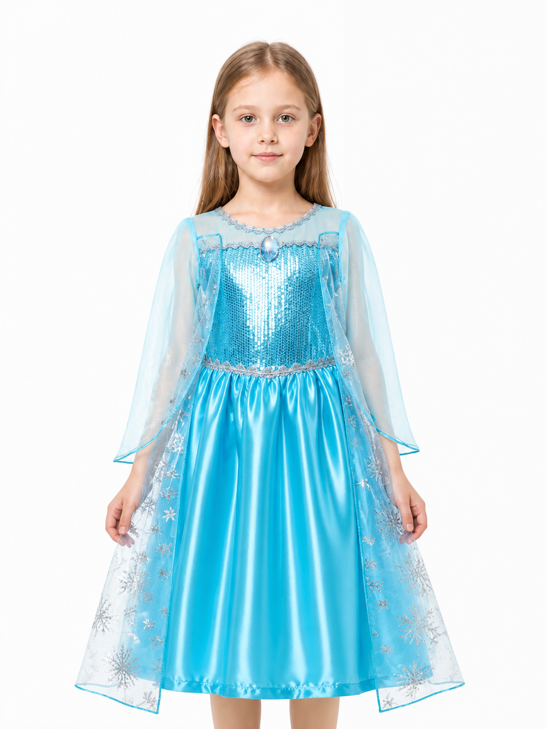 Elsa Dress for Girls with Sequins and Snowflakes Costume Dresses detail 3