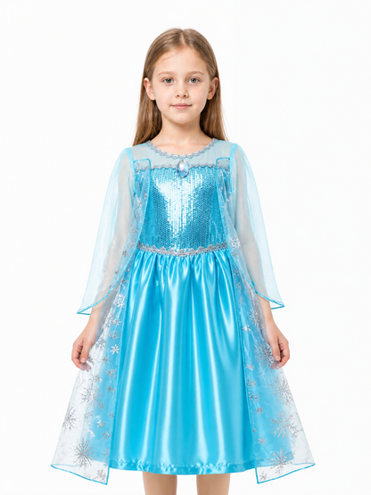 Elsa Dress for Girls with Sequins and Snowflakes Costume Dresses detail 3