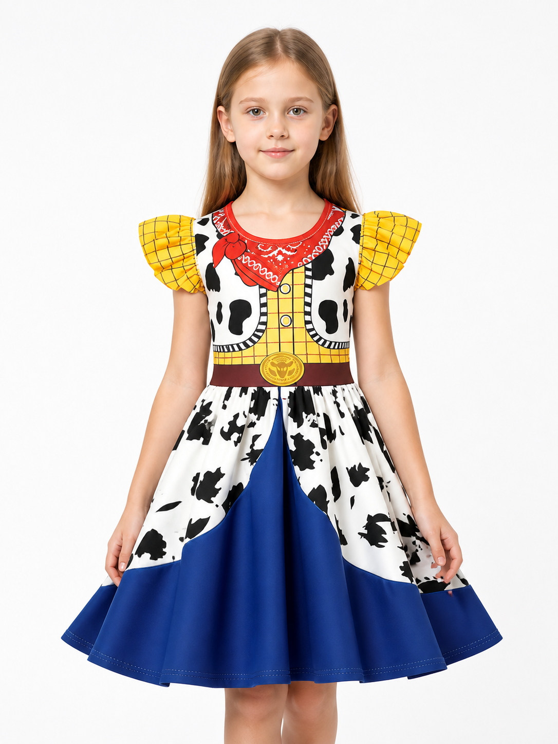 Woody children's dress with cow print and blue skirt Costume Dresses detail 3