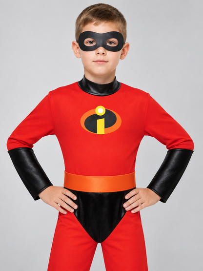 Kids' red superhero costume with mask