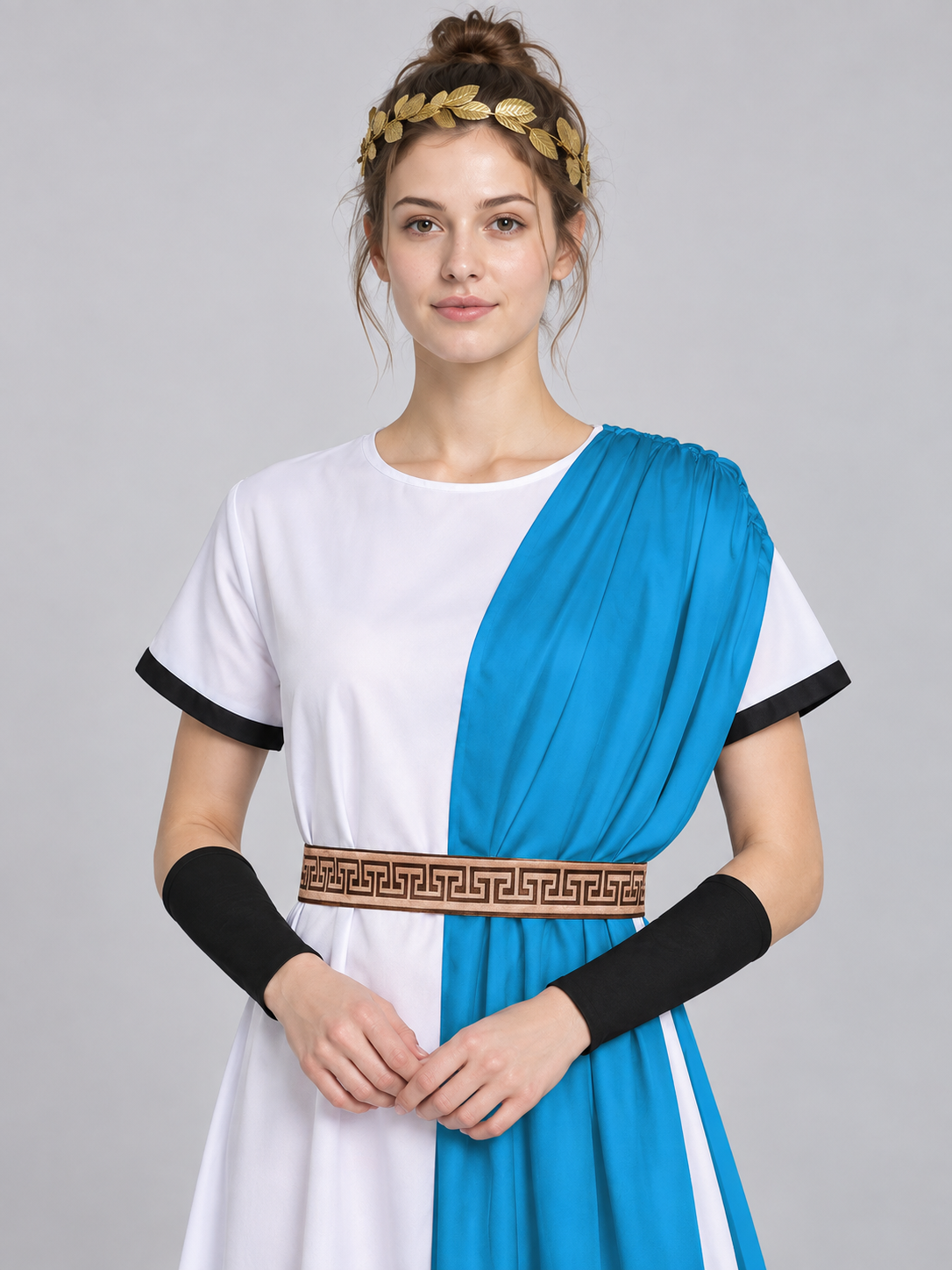 Greek God Costume with Long Chiton and Wreath