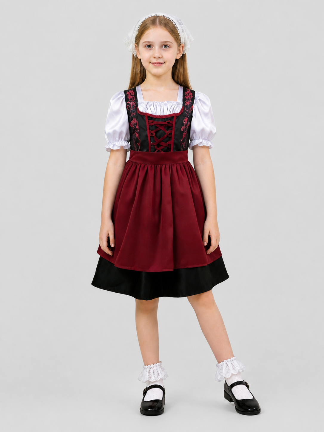 Children’s ethnic dress with a bodice and puff sleeves product detail 3