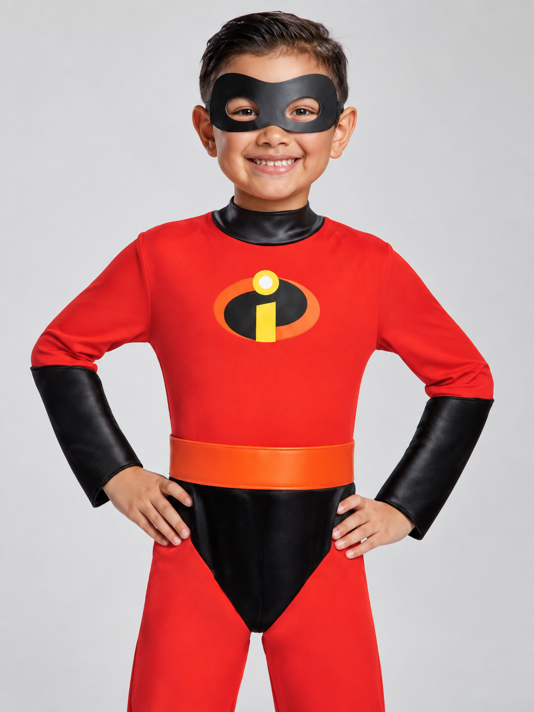 Kids' superhero costume red with mask and belt