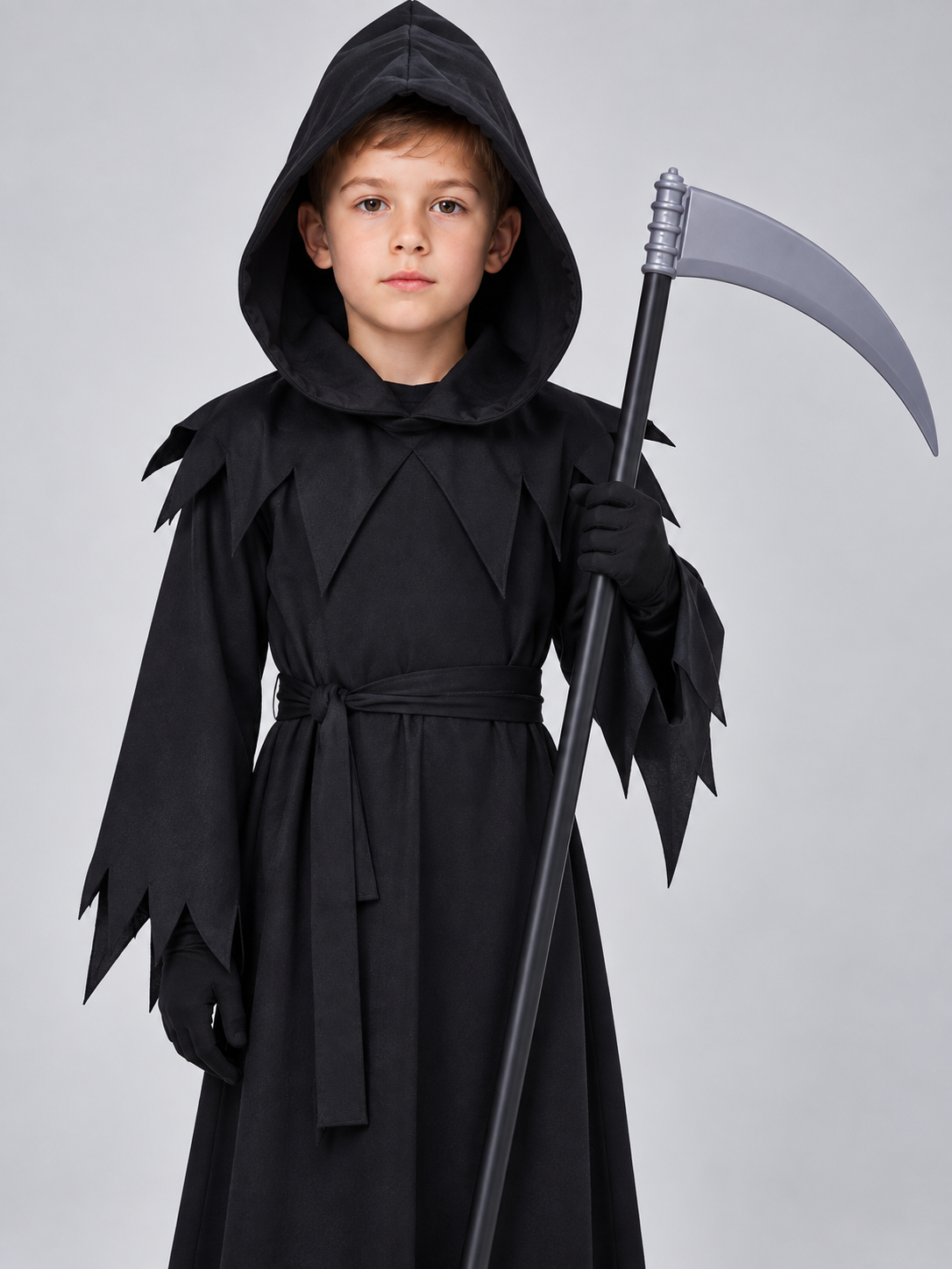 Black Cosplay Costume with Hood and Scythe