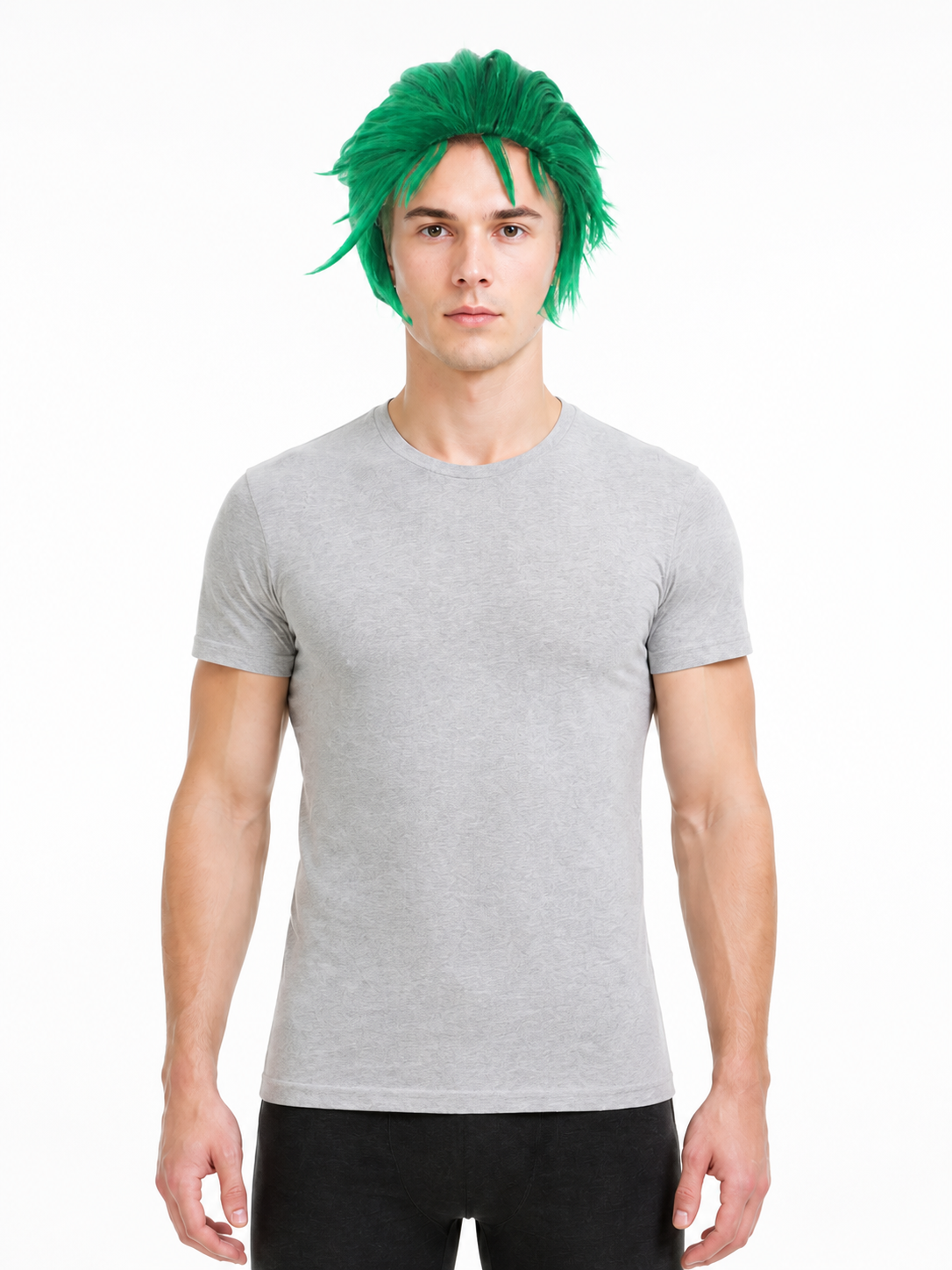 Short Green Zoro Wig with Layered Styling