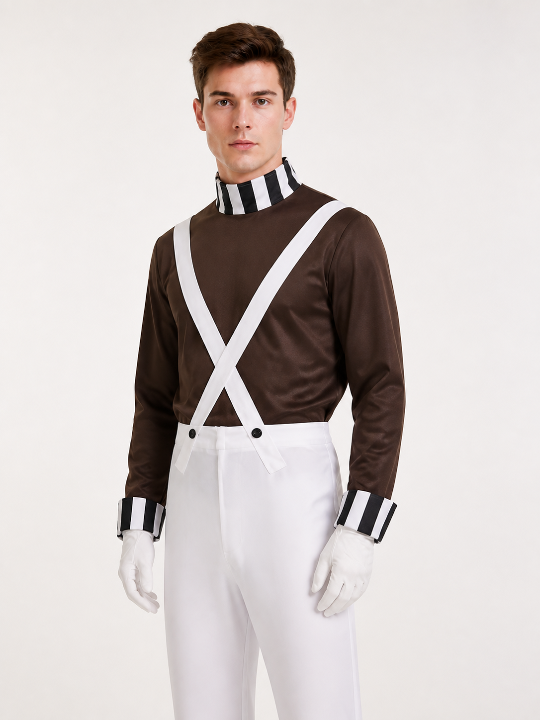Halloween costume with jumpsuit and gloves