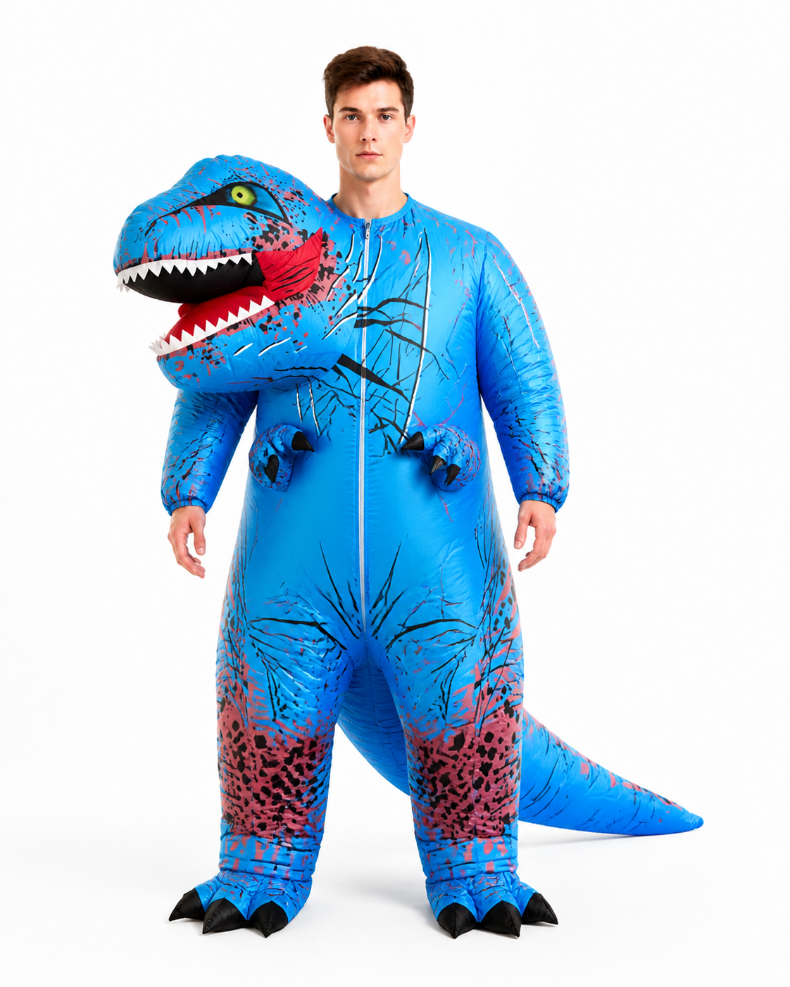 Blue Dinosaur Costume with Open Mouth and Long Tail Costumes detail 3