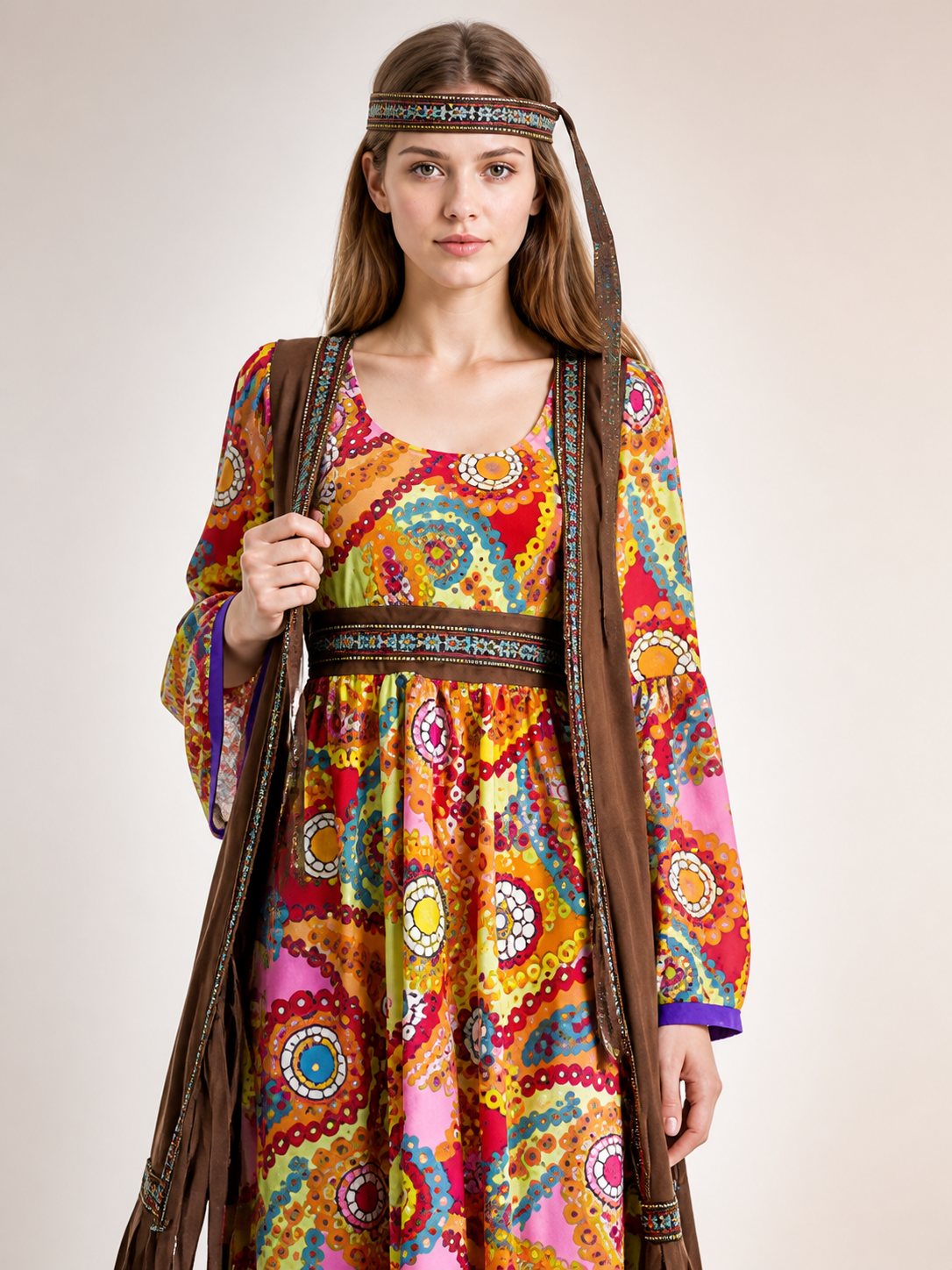 Hippie-Style Carnival Set with Multicolored Print Costumes detail 2