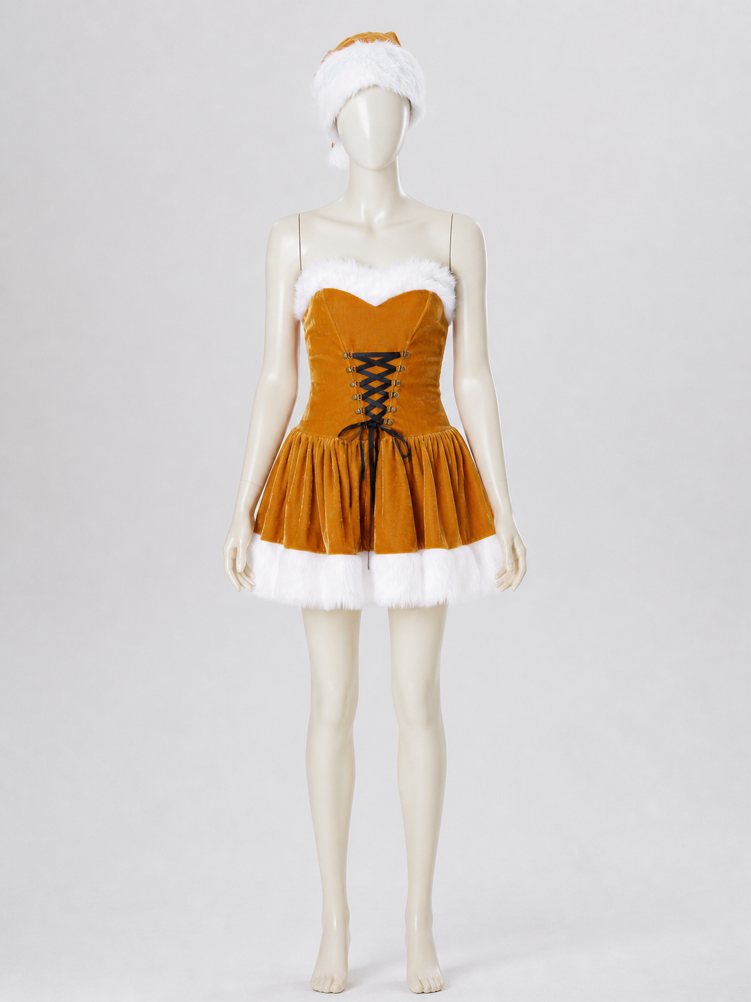 New Year's Costume: Gold Dress with White Fur Costume Dresses detail 3