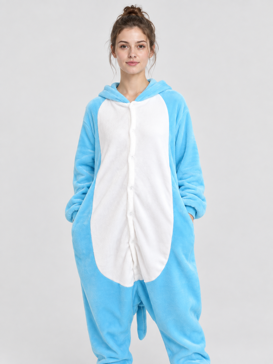 Hooded Pajama Jumpsuit with White Insert