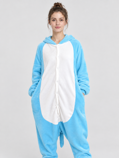 Hooded Pajama Jumpsuit with White Insert