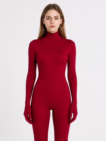 Burgundy zentai jumpsuit with hood and gloves product detail 3